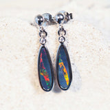 colourful australian opal earrings in sterling silver