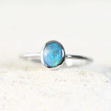 green and blue opal ring white gold