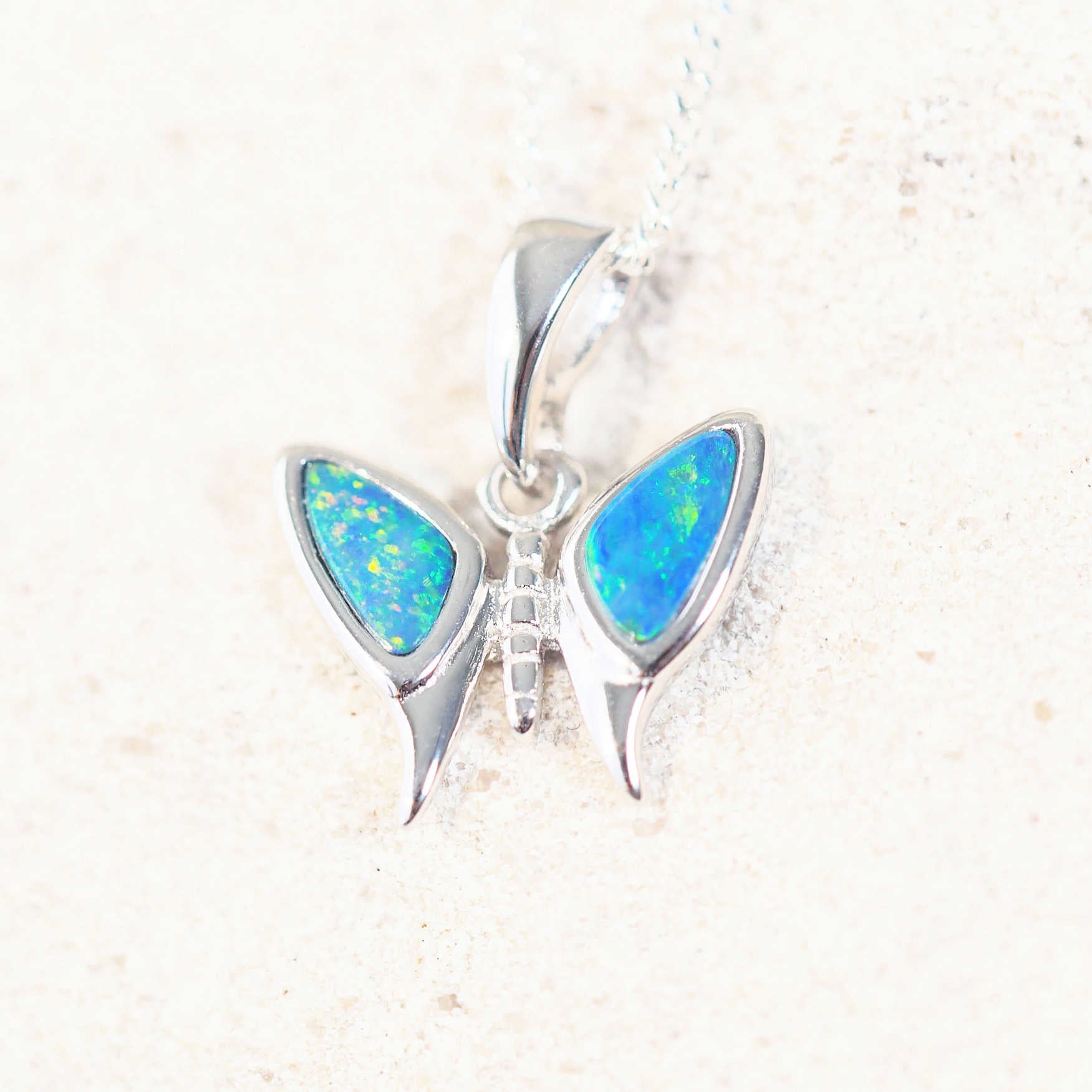 colourful butterfly opal pendant