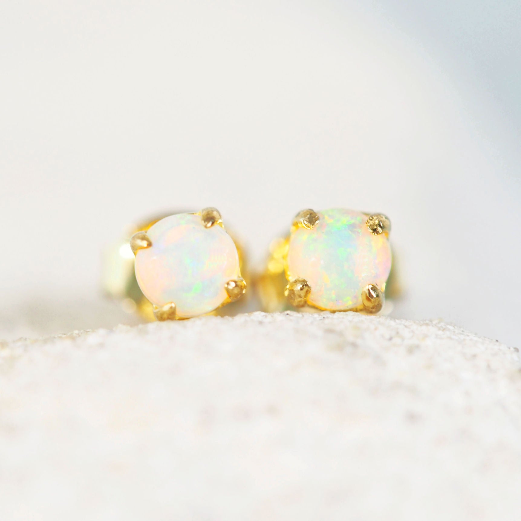 crystal opal stud earrings