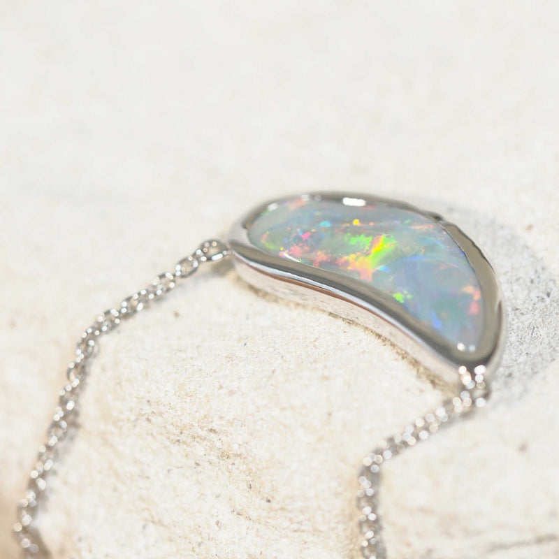 Chiara Opal Necklace – 14ct white gold opal necklace with diamonds