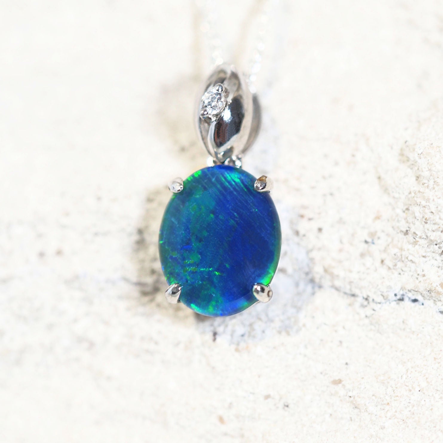 australian opal pendant in sterling silver