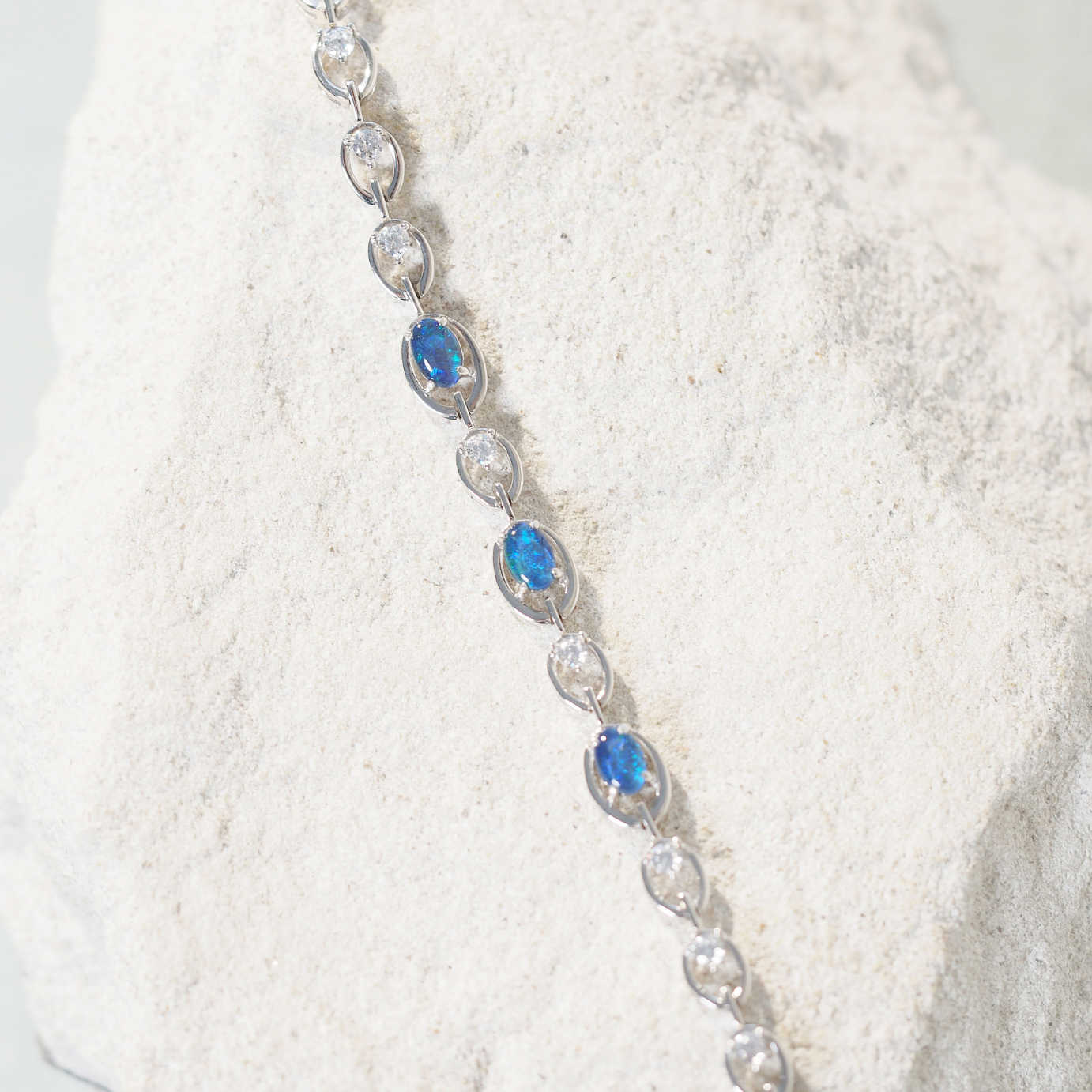 blue opal bracelet in silver