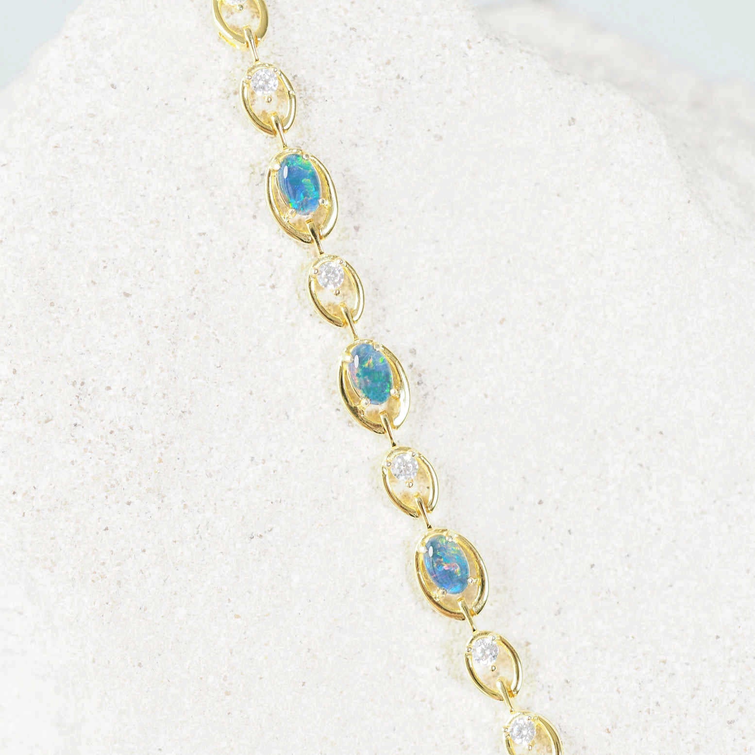 gold plated silver opal bracelet