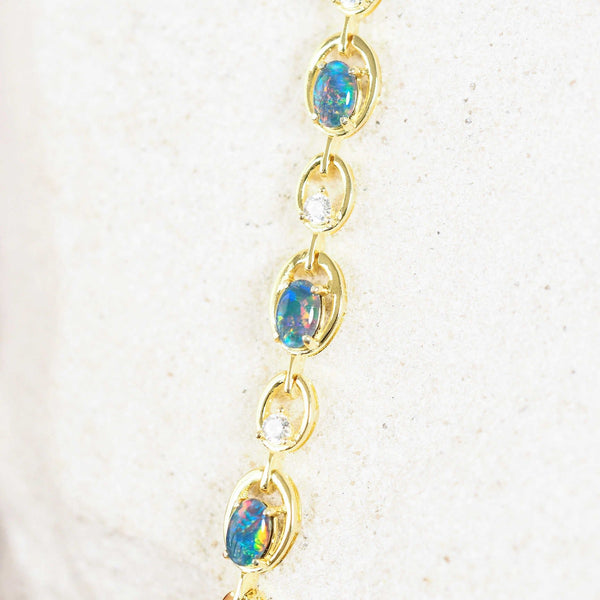 gold plated silver opal bracelet