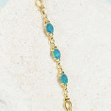 green and blue opal gold plated silver bracelet