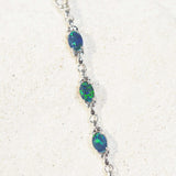 'Daisy Chain Trio Blue' Silver Triplet Opal Bracelet