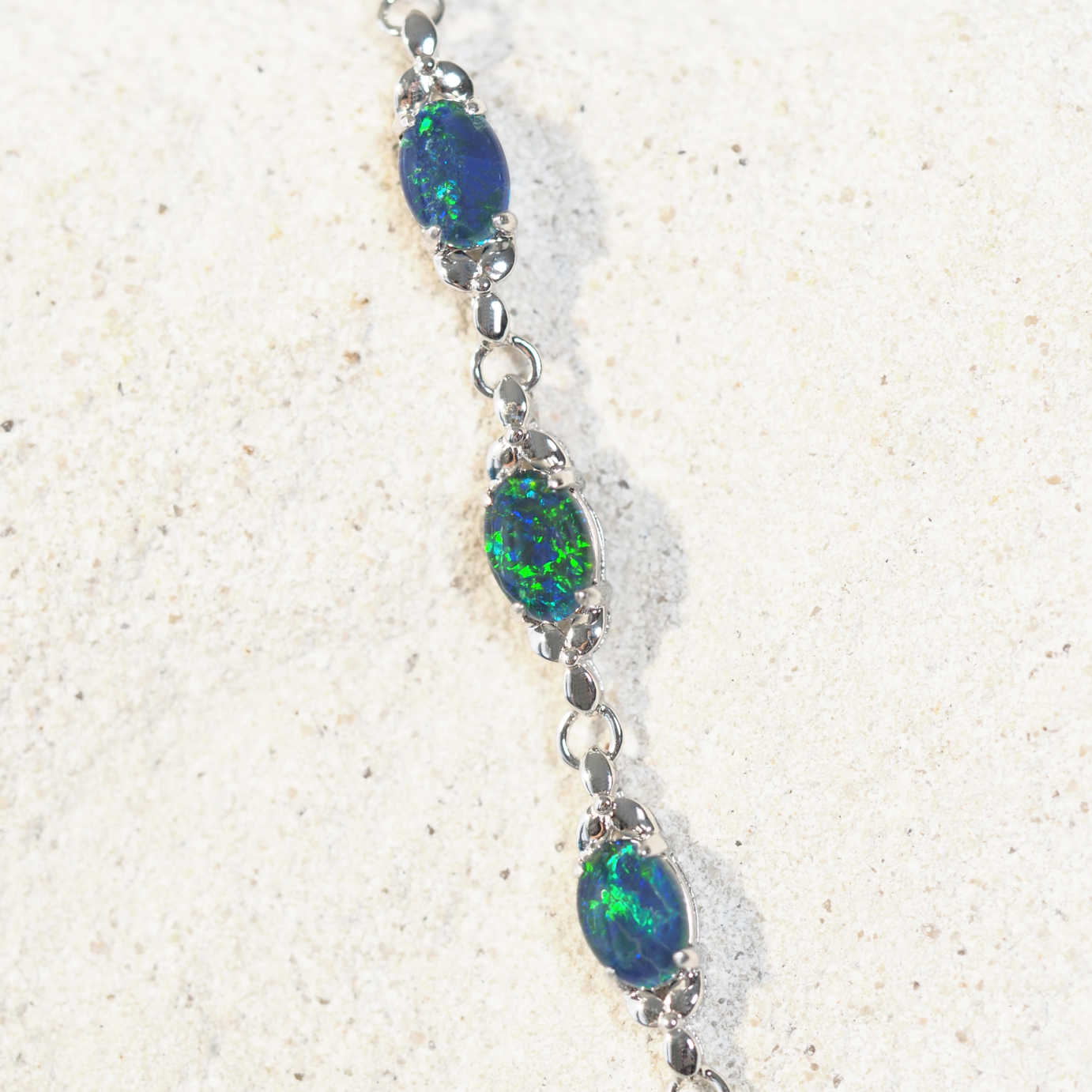 green and blue opal silver bracelet