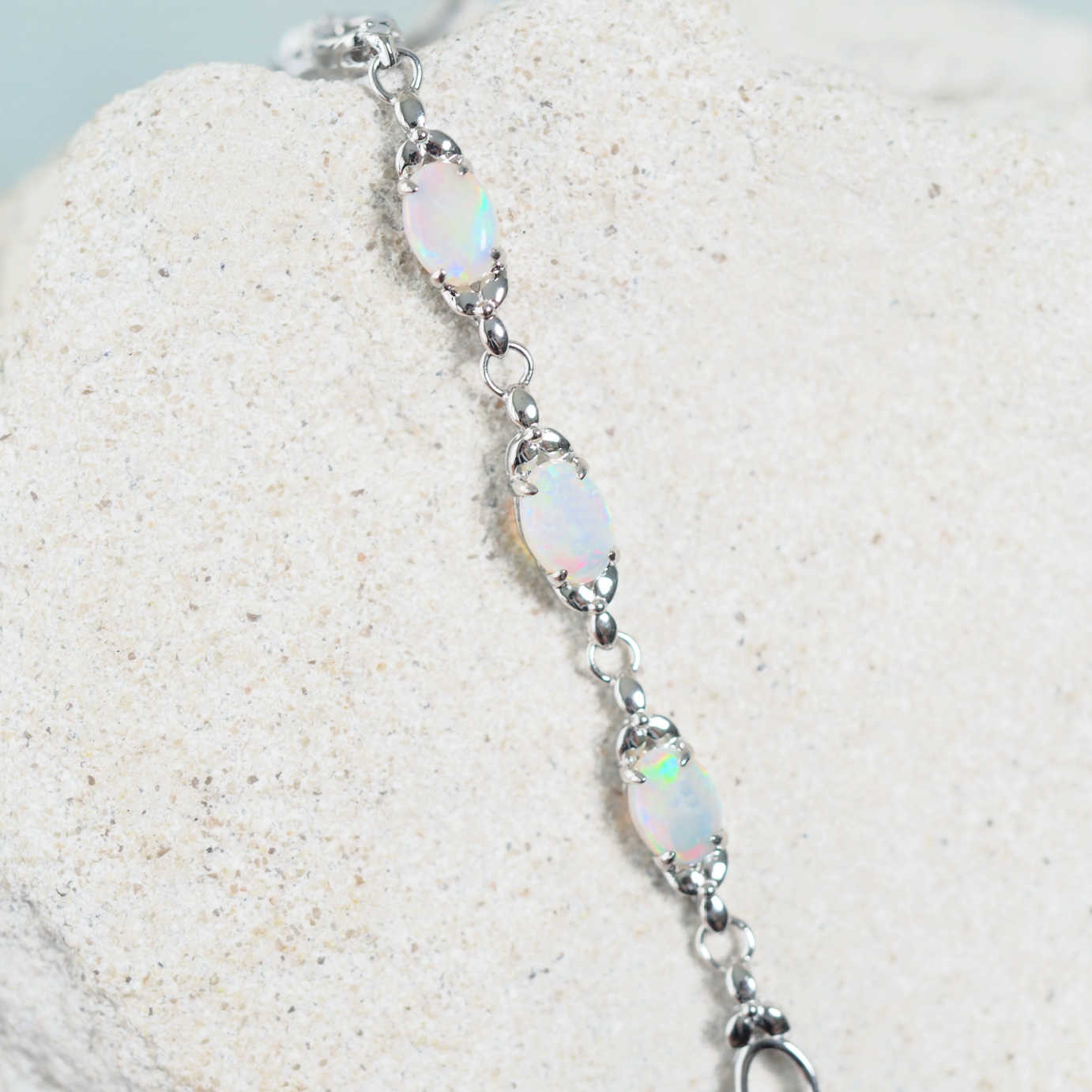 colourful white opal bracelet