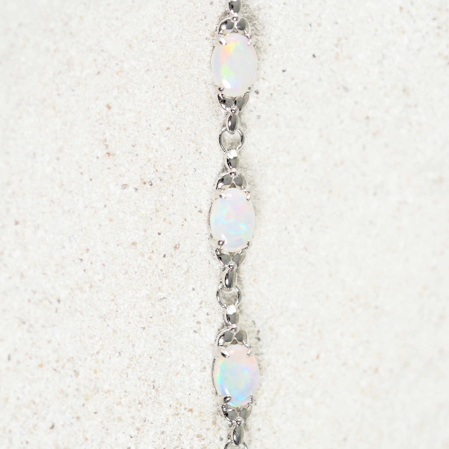 'Daisy Chain Trio' Silver White Opal Bracelet