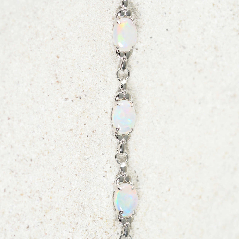 'Daisy Chain Trio' Silver White Opal Bracelet