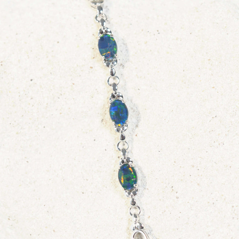 'Daisy Chain Trio' Silver Triplet Opal Bracelet