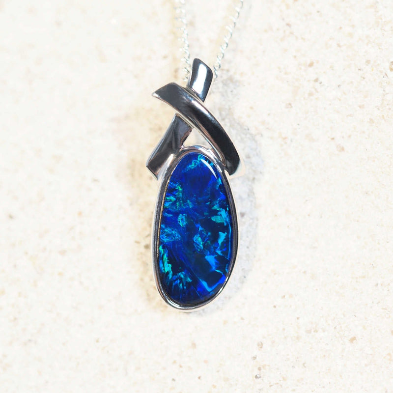 blue opal pendant with aqua green highlights