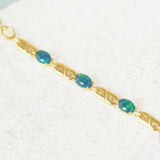 'Double Link Blue Trio' Gold Plated Silver Triplet Opal Bracelet