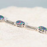 colourful triplet opal bracelet in silver