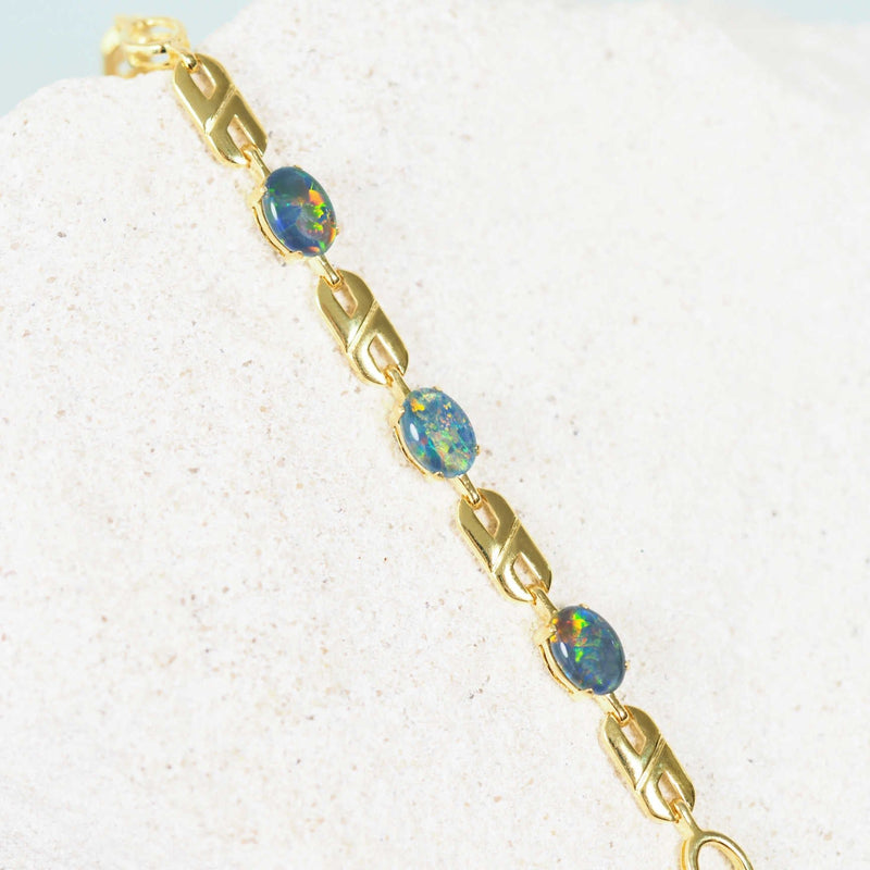 gold plated triplet opal bracelet 