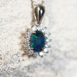 sparkling opal pendant with a green and blue opal