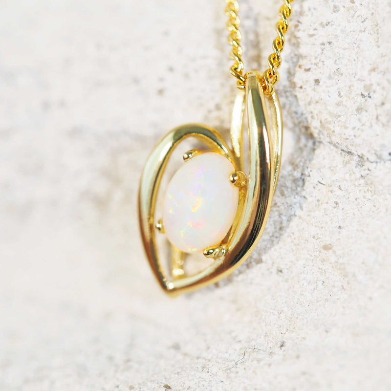 oval white opal pendant