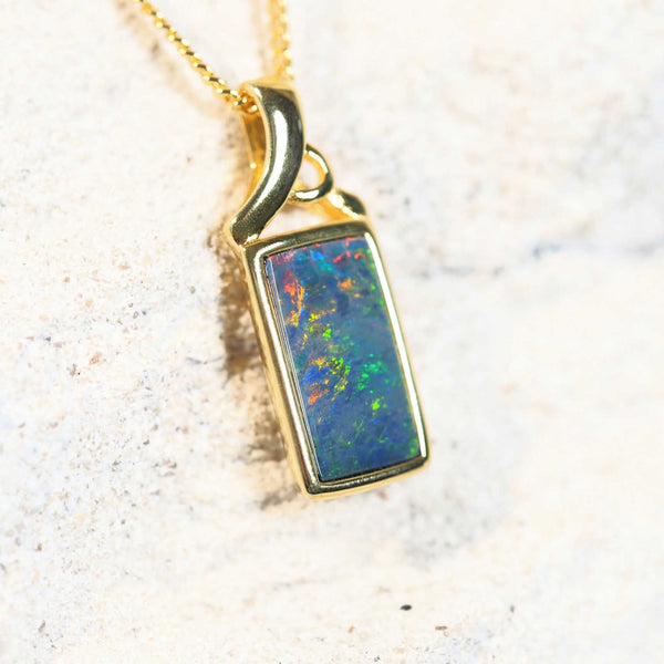 colourful australian opal necklace in gold plated silver