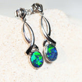 white gold doublet opal earrings