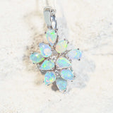 colourful australian opal pendant in 18ct white gold