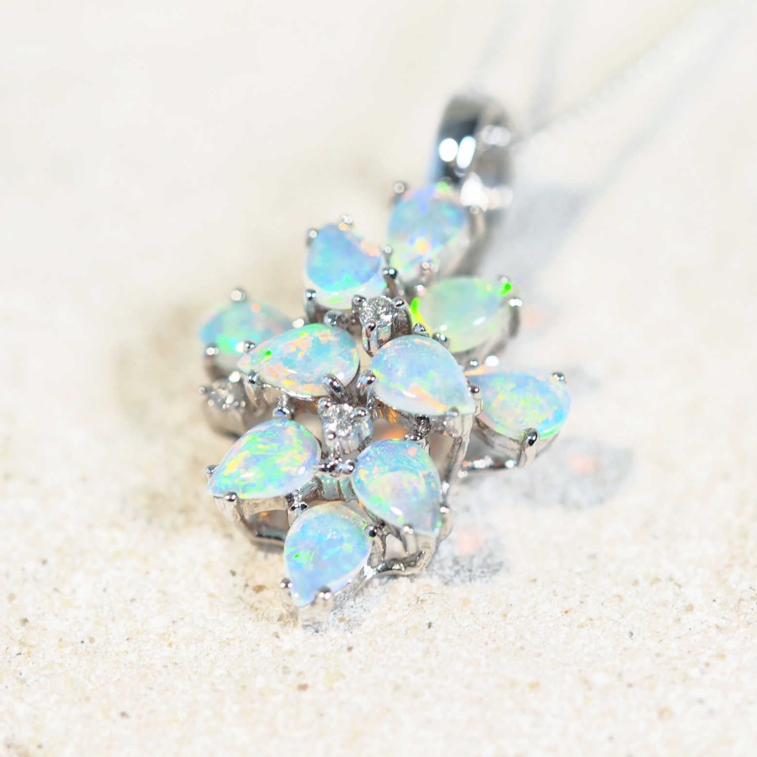 'Emilia' Crystal Opal Pendant 18ct White Gold