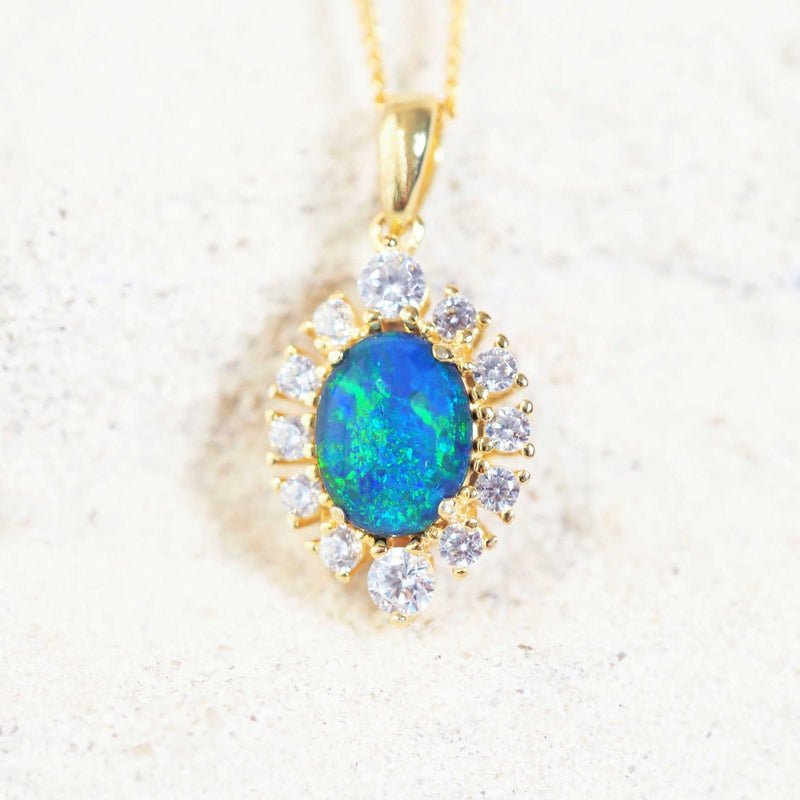 green and blue opal pendant