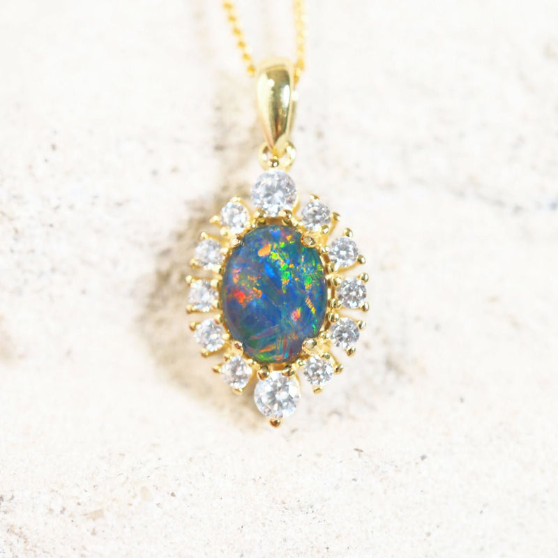 colourful triplet opal pendant