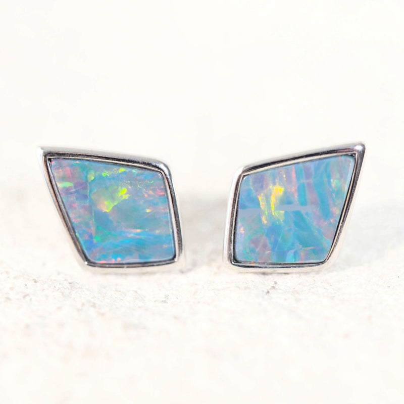 opal doublet earrings in silver