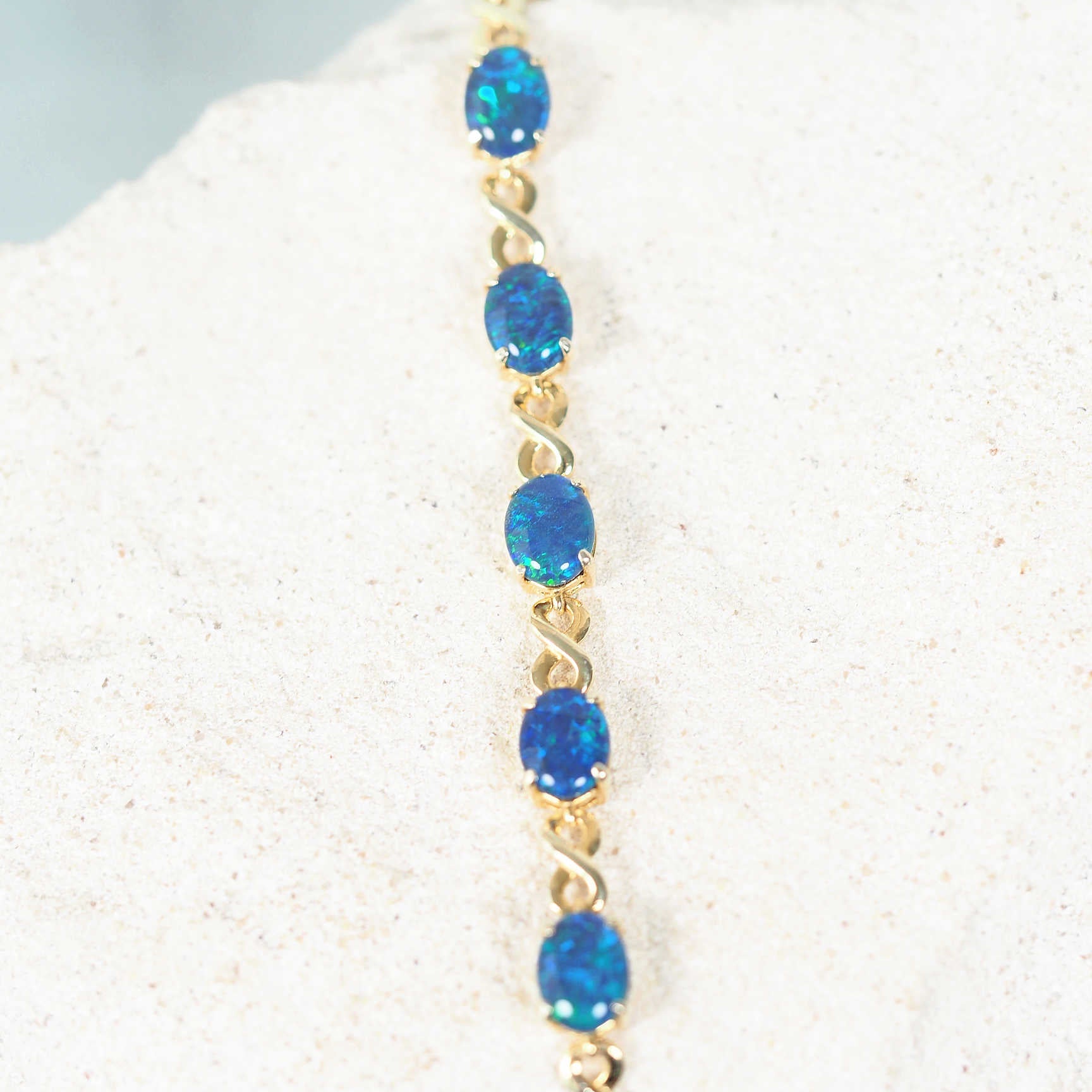 opal bracelet in gold plated silver