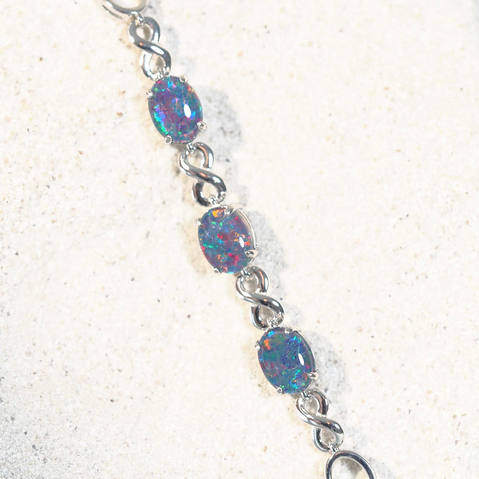 colourful opal silver bracelet