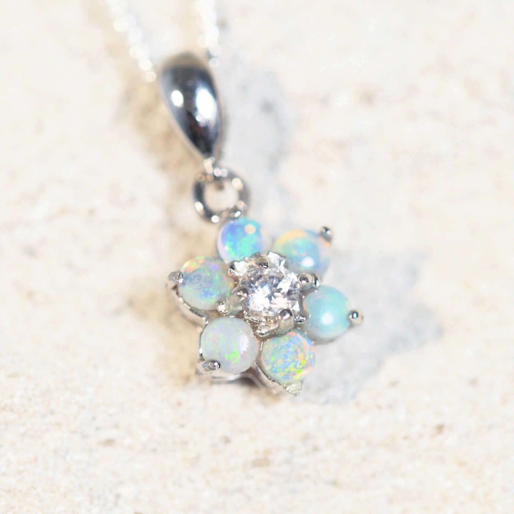 crystal blue opal pendant