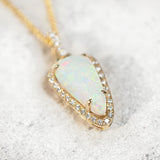 colourful crystal opal gold necklace pendant with sparkling diamonds