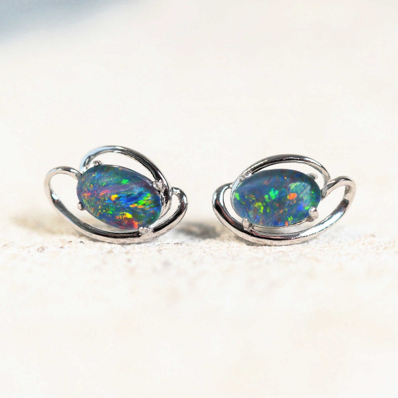 colourful stud opal earrings