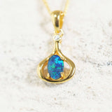 blue and green triplet opal pendant