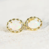 gold plated silver stud opal earrings