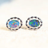 colourful australian opal silver stud earrings