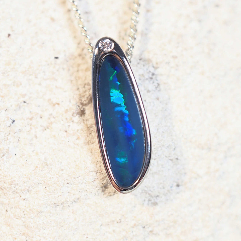 blue and green doublet opal necklace