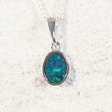 'Helene' Silver Doublet Opal Necklace