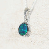 'Helene' Silver Doublet Opal Necklace