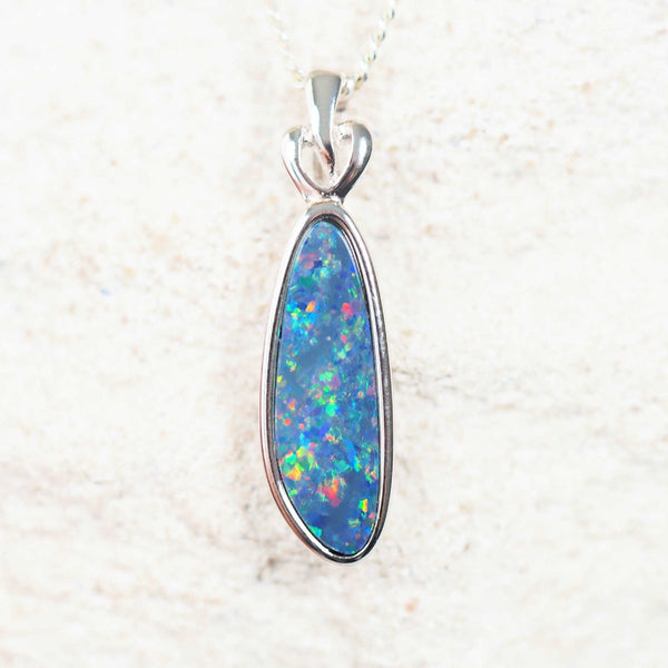 australian opal pendant set with a doublet opal in sterling silver