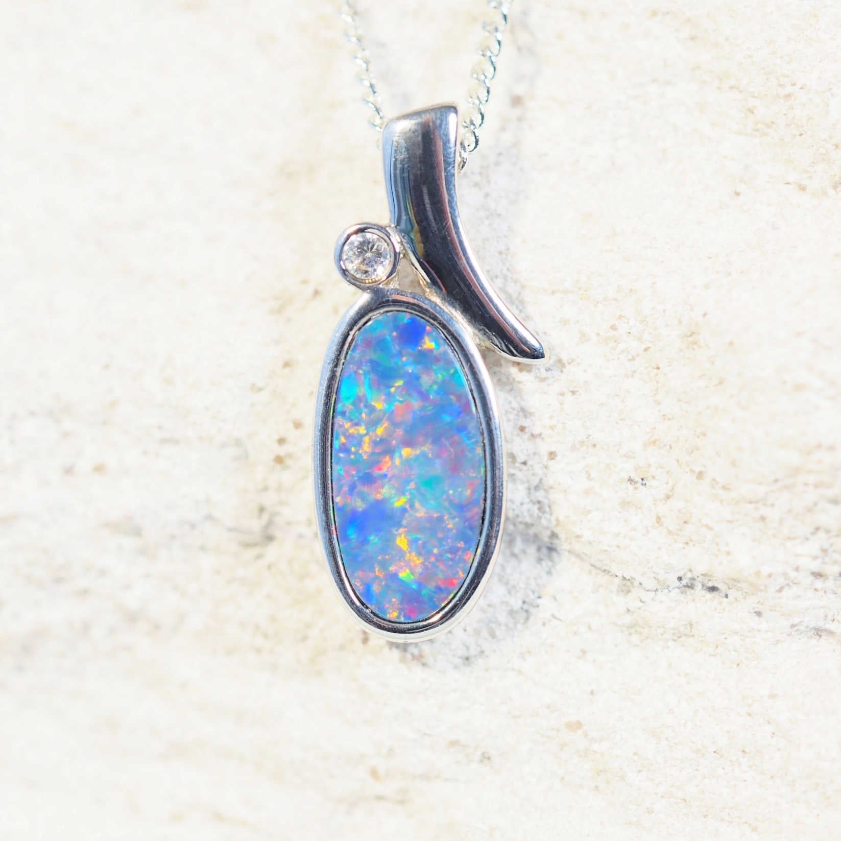 colourful doublet opal pendant