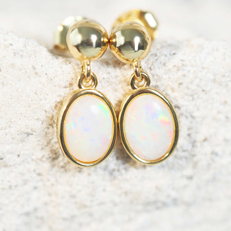 gold plated silver opal earrings