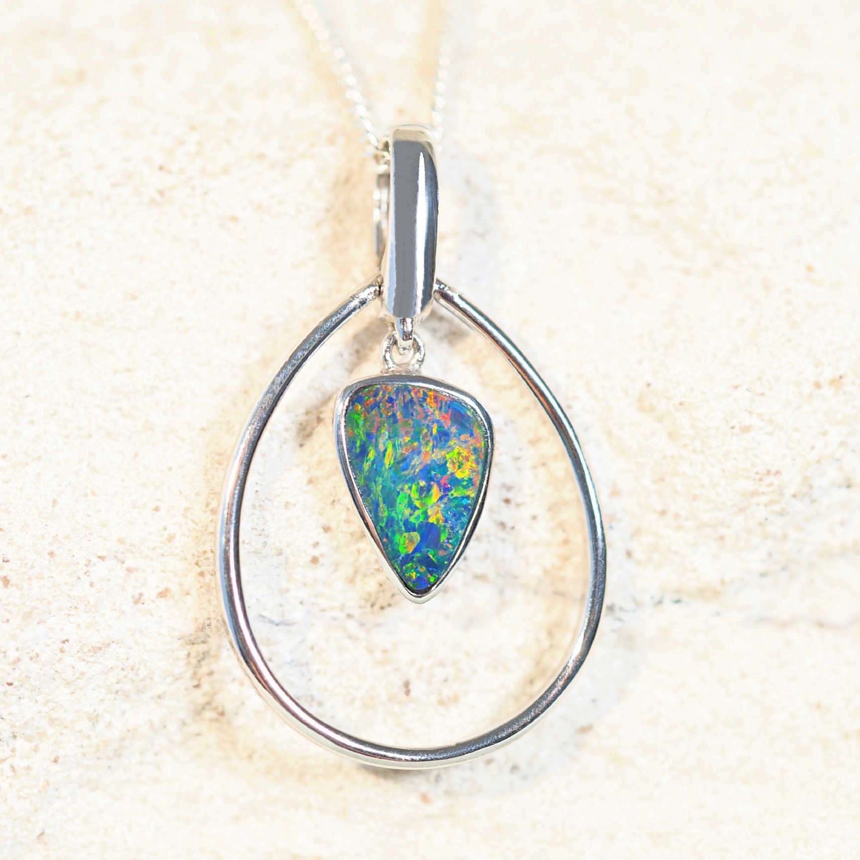 colourful opal pendant