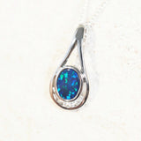 blue and green opal pendant set in white gold