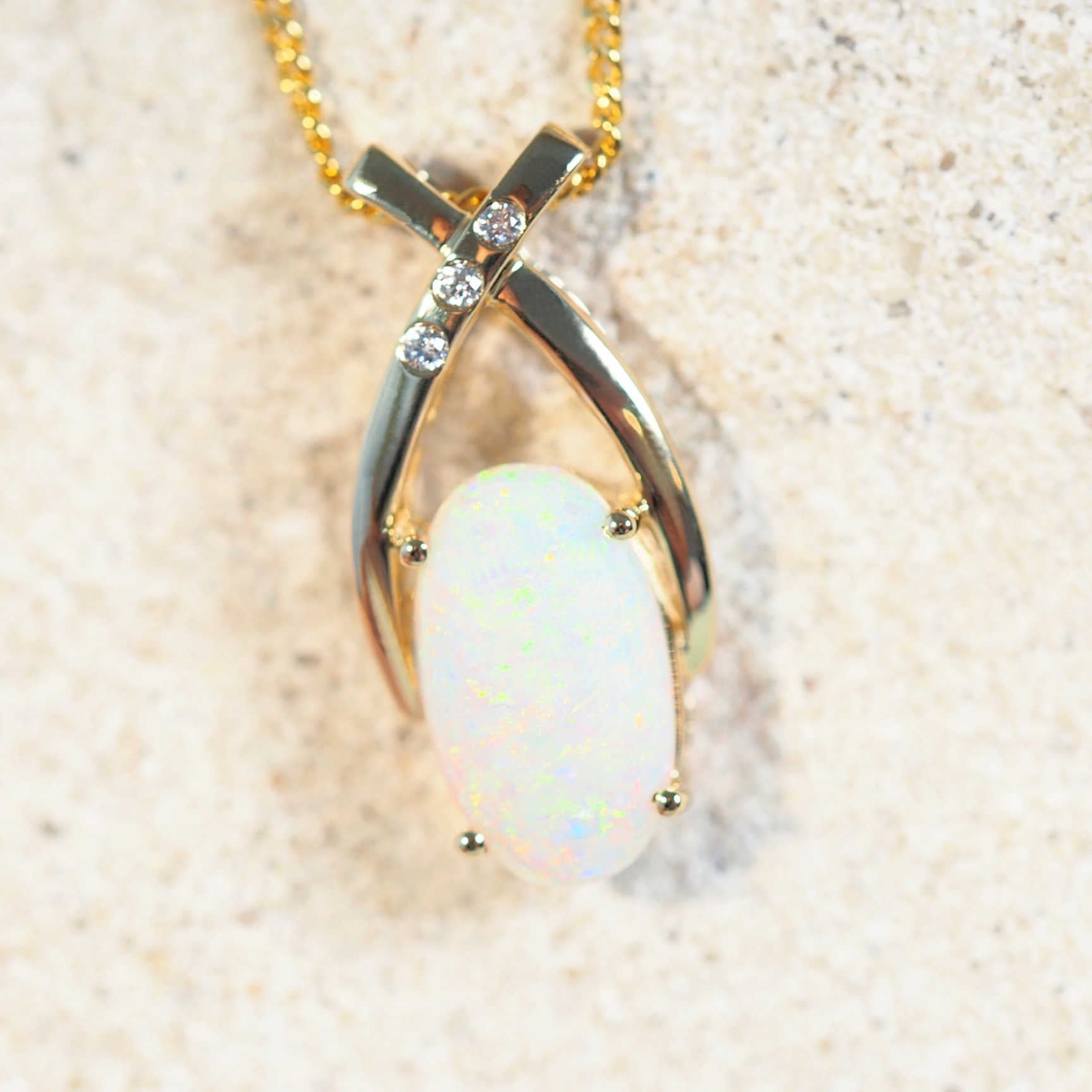 colourful crystal opal pendant