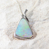 green crystal opal pendant in white gold