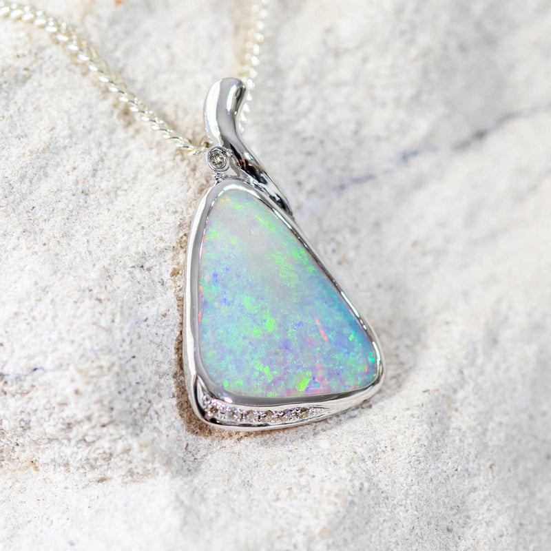 white gold crystal opal jewellery