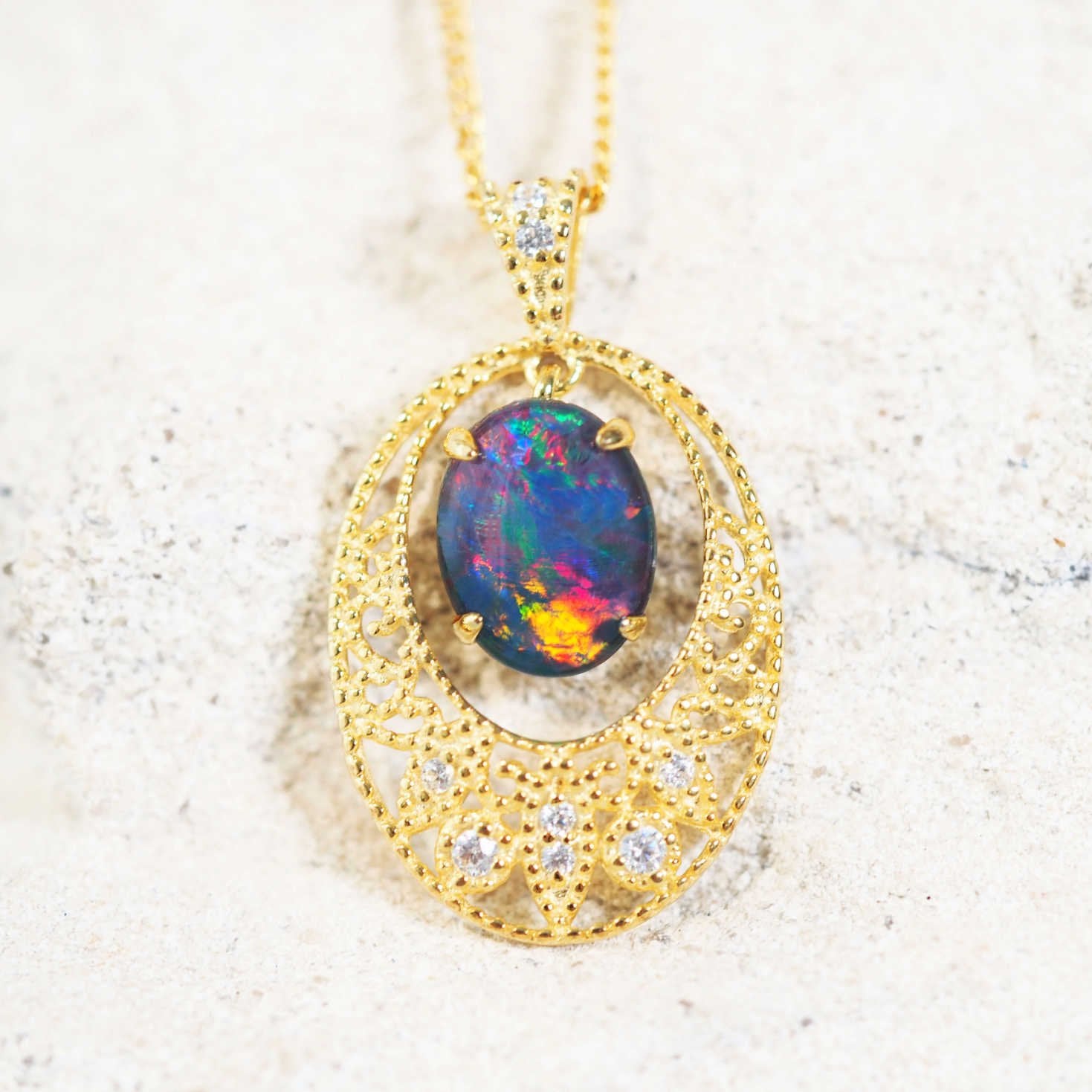 lace design opal pendant