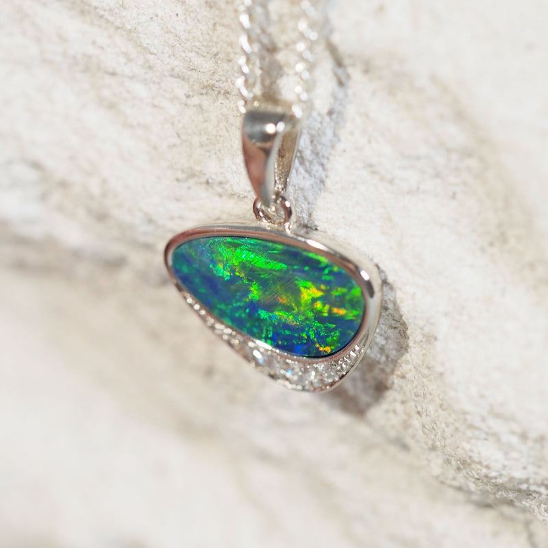 colourful silver opal pendant